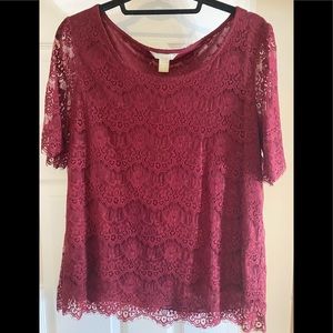 Banana Republic lace elbow length blouse large